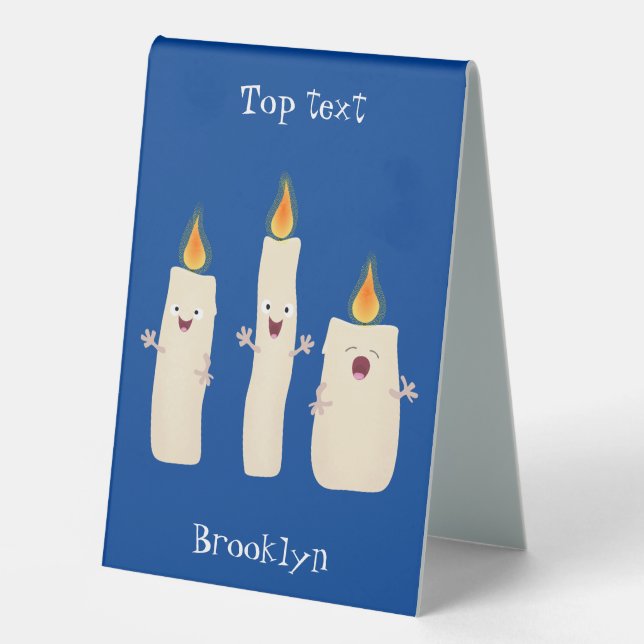 Plaque De Table Caricature en trois chandelles mignonnes (Recto)