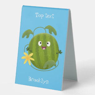 Plaque De Table Caricature joli et souriant de pastèque