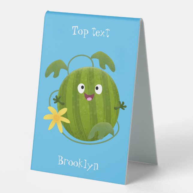 Plaque De Table Caricature joli et souriant de pastèque (Recto)