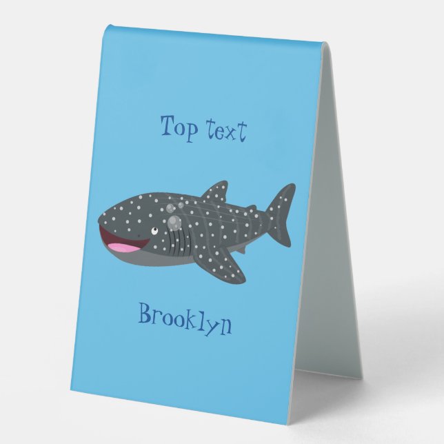 Plaque De Table Caricature joli requin baleine joyeux (Recto)