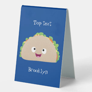 Plaque De Table Caricature joli sourire taco dessin animé