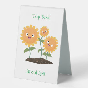 Plaque De Table Caricature joli tournesol souriant illustration