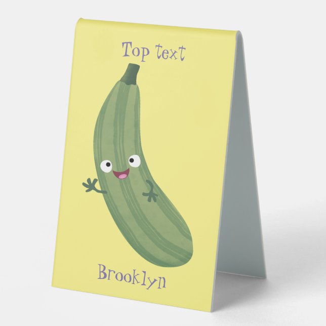 Plaque De Table Caricature joyeux de courgettes mignonnes (Recto)