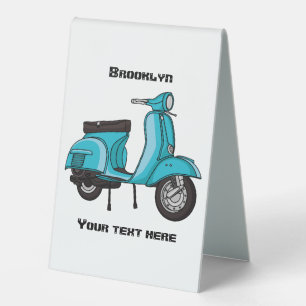 Plaque De Table Caricature moto mopée mûre illustration