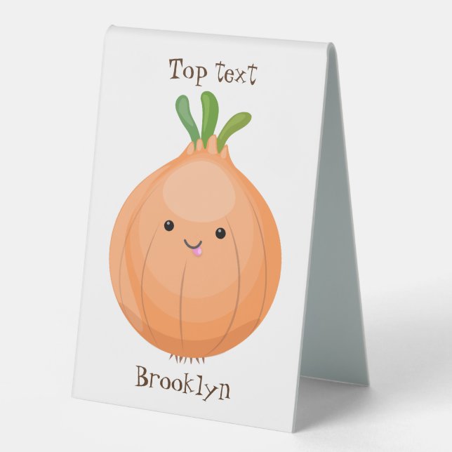 Plaque De Table Caricature vert oignon brun joli (Recto)