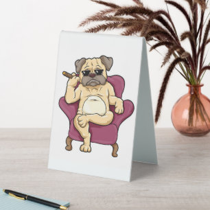 Plaque De Table Carlin Fumer Cigar Chien Carlin vraiment Cool
