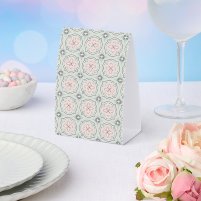 Plaque De Table Carreaux Floraux Pastel Vert (Insitu (mariage))