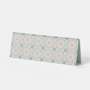 Plaque De Table Carreaux Floraux Pastel Verts