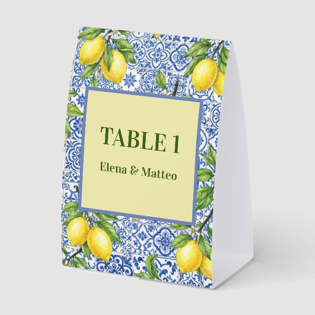 Plaque De Table Carrelage sicilien et mariage au citron (Recto)
