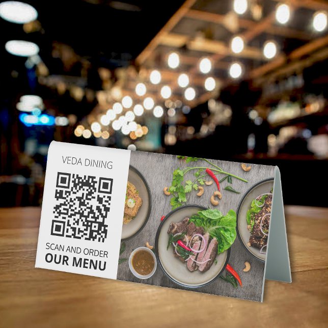Plaque De Table Carte de code QR du menu de commande de numérisati (Créateur téléchargé)