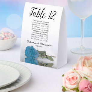 Plaque De Table Carte de Mariage de Rose bleu turquoise