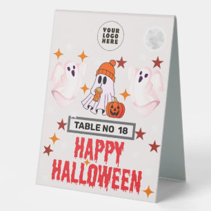 Plaque De Table Carte de numéro de table Joyeux Halloween avec log