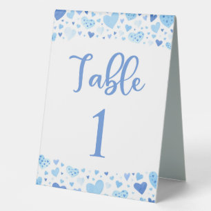 Plaque De Table Carte de numéro de table Saint-Valentin Cœurs Bleu