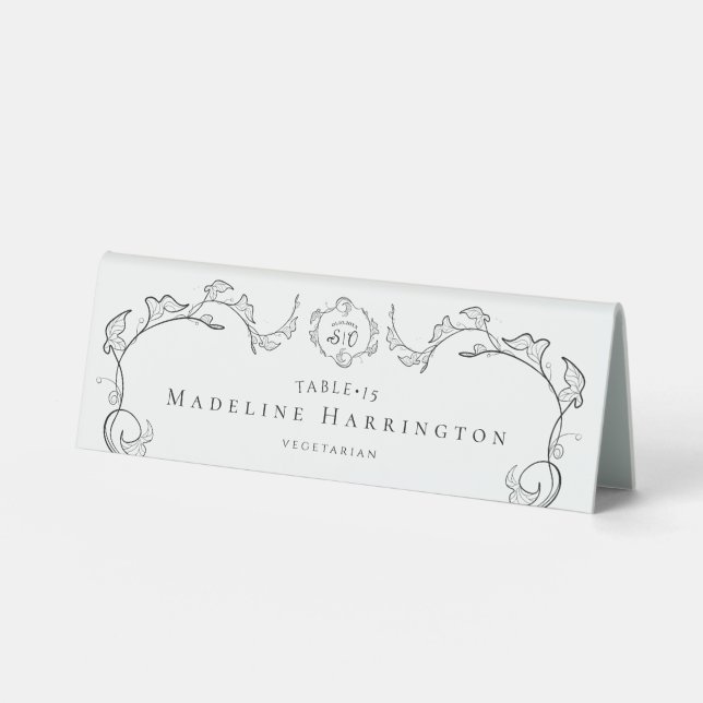 Plaque De Table Carte de table de mariage botanique minimaliste él (Recto)