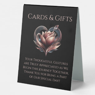 Plaque De Table Cartes de Mariage & Cadeaux Rose avec un coeur
