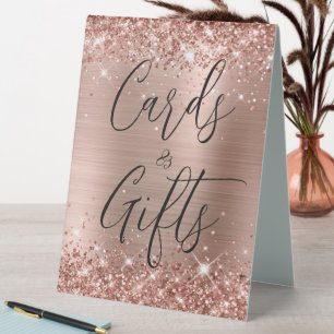 Plaque De Table Cartes de mariage et cadeaux Paillettes et feuille