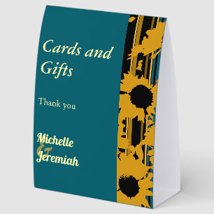 Plaque De Table Cartes de mariage et cadeaux tournesol sarcelle bl