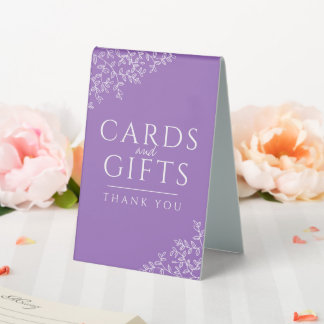 Plaque De Table Cartes de mariage violettes cadeaux dessins feuill