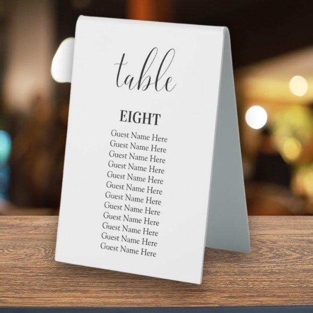 Plaque De Table Cartes de numéros de table de mariage noir moderne (Minimal black table number tent cards bring modern clarity to your wedding tables.)