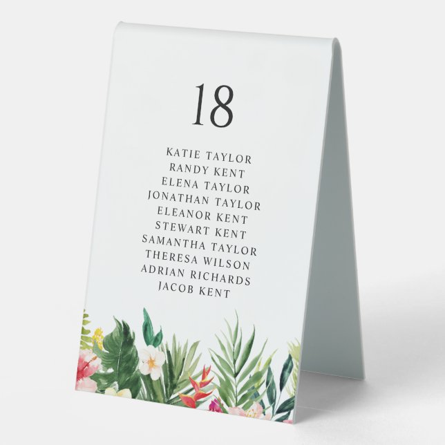 Plaque De Table Cartes de placement de mariage Fleurs tropicales à (Verso)