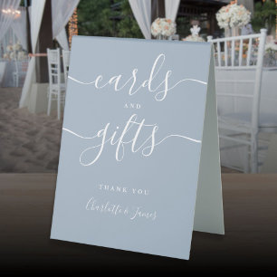 Plaque De Table Cartes De Script Et Cadeaux Dusty Signature Bleue