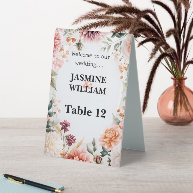 Plaque De Table Cartes de Table de Mariage Florales Élégantes (En SItu (Tableau))