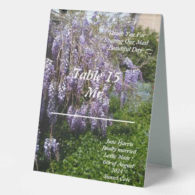 Plaque De Table Cartes de table de mariage Wisteria (Recto)