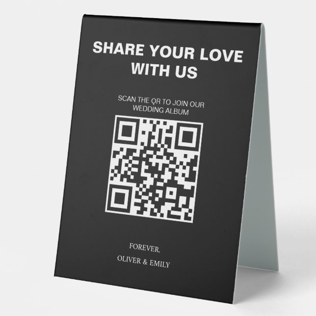 Plaque De Table Cartes d'invitation de mariage modernes avec code  (Recto)