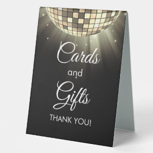 Plaque De Table Cartes et cadeaux Black Or Disco Ball 70's