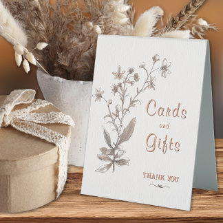 Plaque De Table Cartes et Cadeaux Boho Fleurs Sauvages Mariage Cui