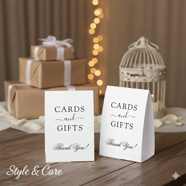 Plaque De Table Cartes et Cadeaux Charmants (Charming Cards & Gifts Paper Table Tent)