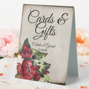 Plaque De Table Cartes Et Cadeaux Dark Red Floral Goth Mariage