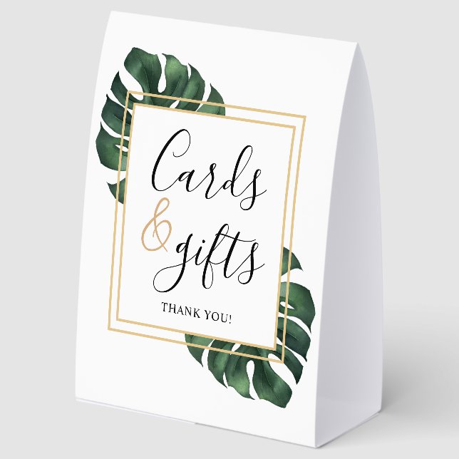 Plaque De Table Cartes et Cadeaux Feuille de Monstera Mariage (Recto)