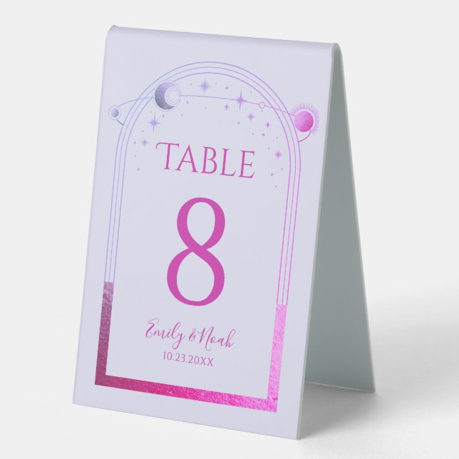 Plaque De Table Celestial Lavender Pink Sun Moon Stars Wedding  (Recto)