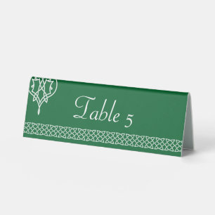 Plaque De Table Céltic Weave Hearts dans Green Table Tente Sign