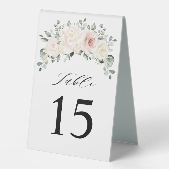 Plaque De Table Champagne Ivory Blush rose Floral Mariage (Recto)