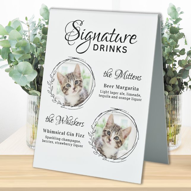 Plaque De Table Chat Mariage Signature Boissons 2 Animaux de compa (Créateur téléchargé)