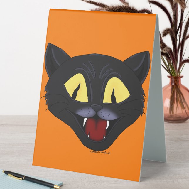 Plaque De Table Chat noir d'Halloween (En SItu (Tableau))