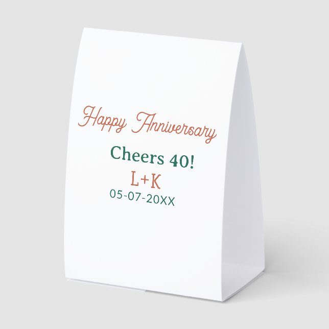 Plaque De Table Cheers 40 joyeux anniversaire orange vert nom date (Recto)