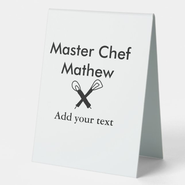 Plaque De Table Chef cuisinier cuisinier cuisinier ajouter nom de  (Recto)