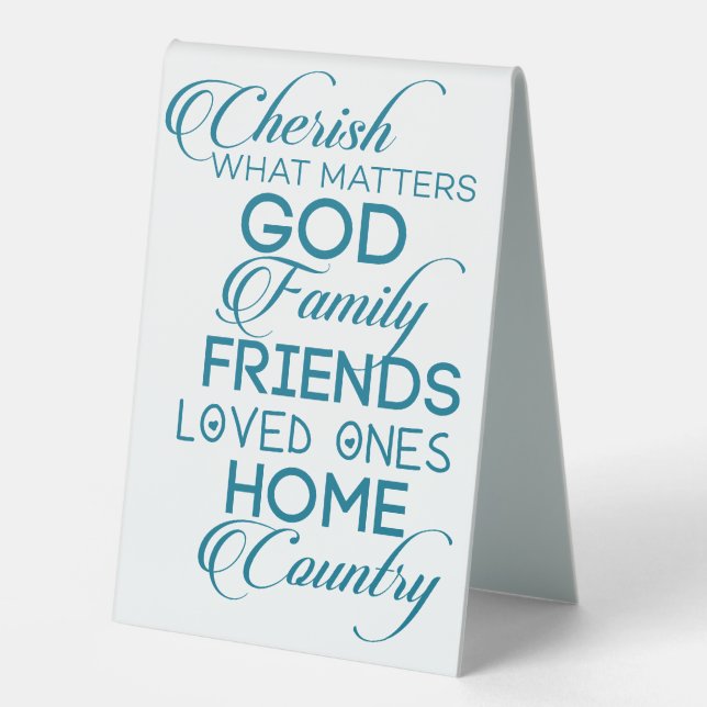 Plaque De Table Chercher ce qui compte Turquoise (Recto)
