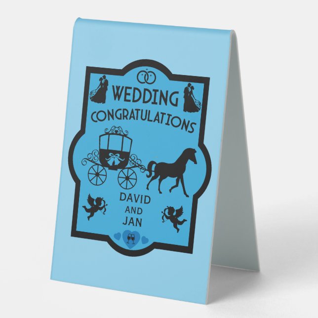 Plaque De Table Cheval Et Panier Romantique Mariage (Recto)