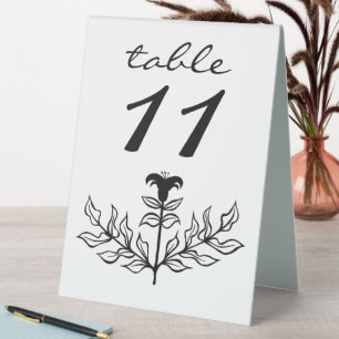 Plaque De Table Chic Elegant Simple Noir & Blanc Lily Line Art
