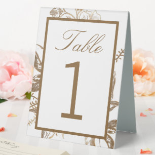 Plaque De Table Chic or et blanc Faux métal Mariage floral