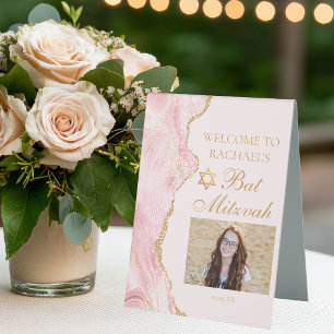 Plaque De Table Chic Rose Gold Soirée de Bat Mitzvah Photo de Bien