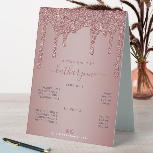 Plaque De Table Chic Rose Gold Sparkle Parties scintillant Drivers (En SItu (Tableau))