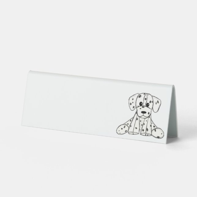Plaque De Table Chien en dalmate dessin simple noir (Recto)