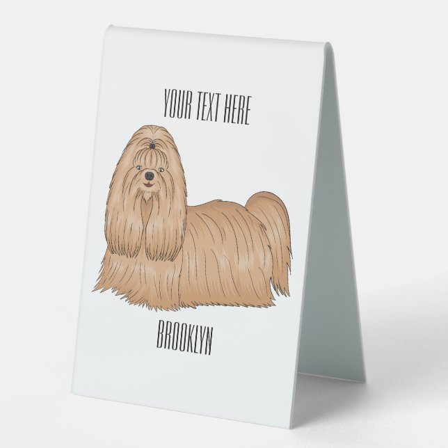 Plaque De Table Chih tzu long cheveux dessin de chien (Recto)