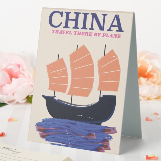 Plaque De Table Chine "Y aller en avion" (In SItu (Mariage))