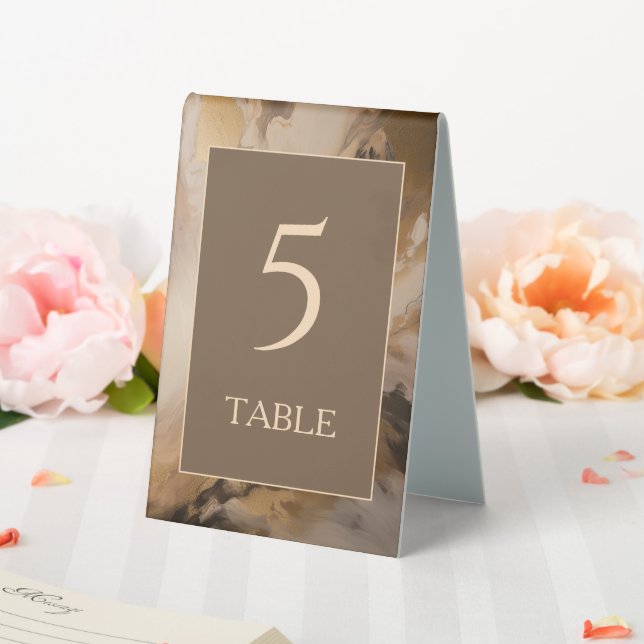 Plaque De Table Chocolat d'or moderne Mariage d'aquarelle artistiq (In SItu (Mariage))